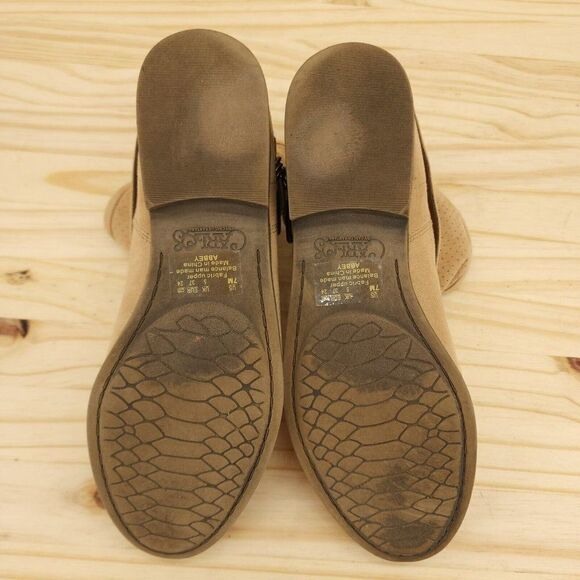 Carlos Womens Abbey Western Ankle Boots 7 Tan Fabric Strappy Chic Booties - Picture 7 of 11